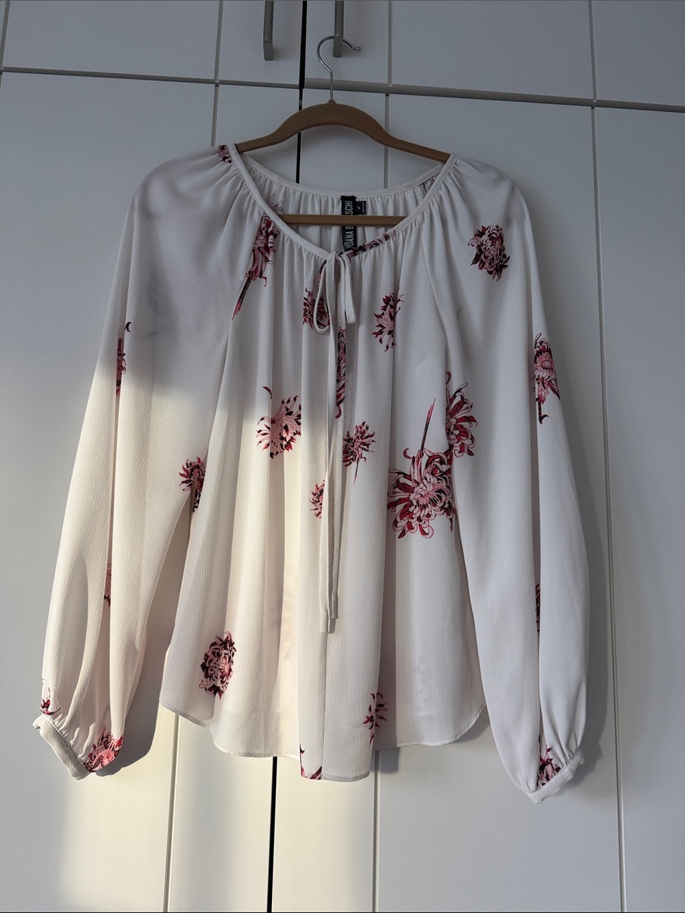 Yoana Baraschi White Blouse with Pink Floral Print
